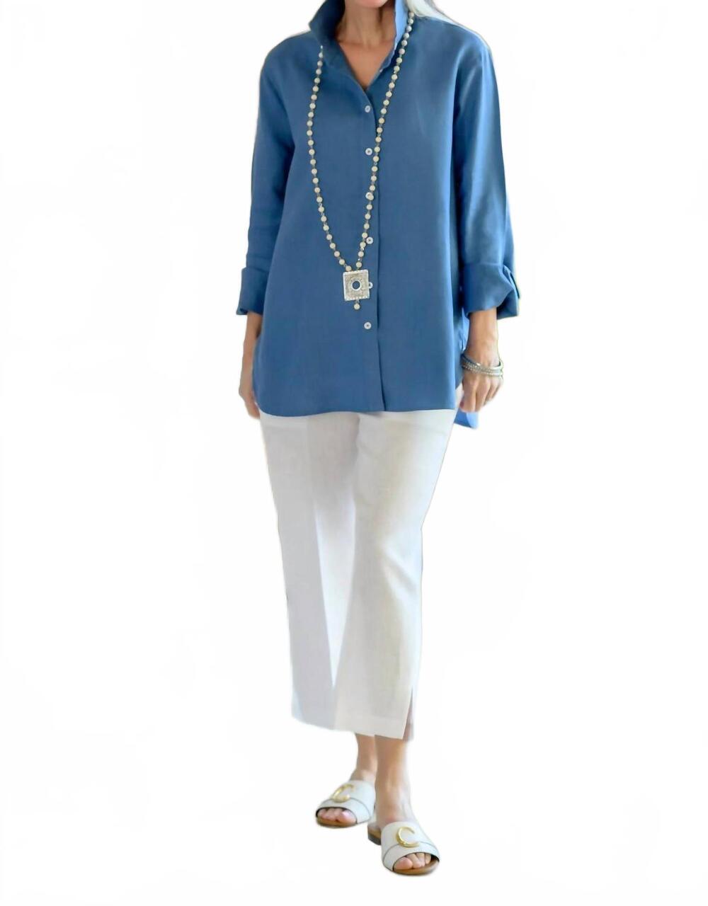NEW CROWN LINEN classic linen capri in white